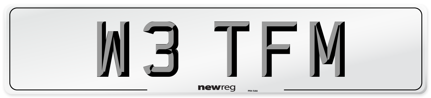 W3 TFM Number Plate from New Reg